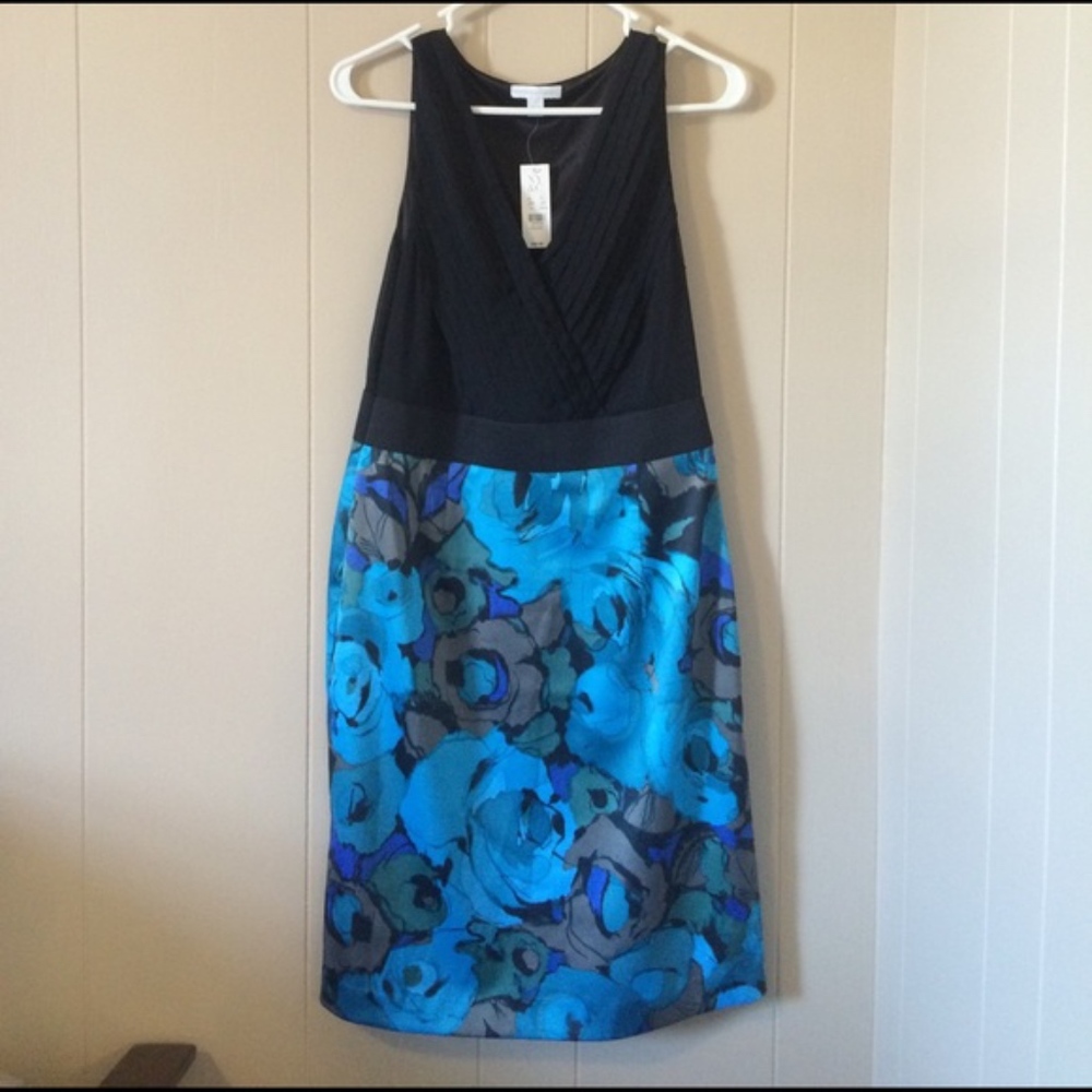 NY and Co Blue/Black Floral Dress, NWT, Med